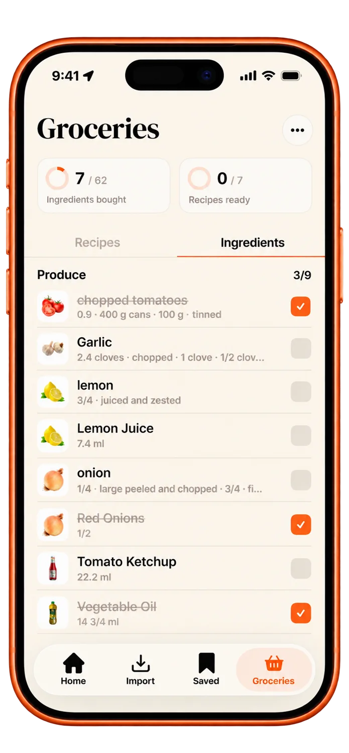 Recily smart grocery list on iPhone